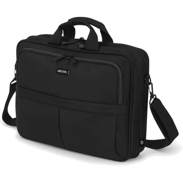 Dicota Eco Top Traveller Carry Bag for 14"-15.6" Laptops - Black Suitable for Business - with Shoulder Strap - A Light Notebook Case with Protective Padding & Smart Storage