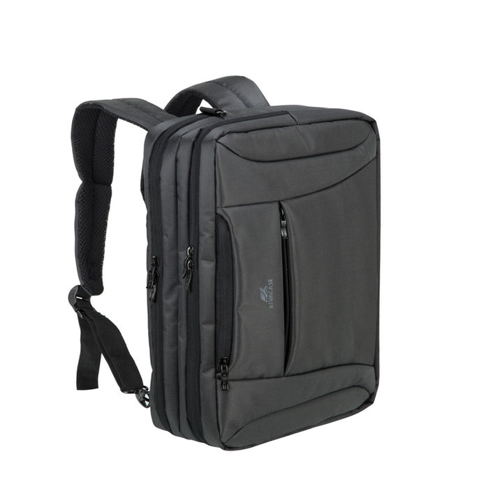 Rivacase Charcoal Convertible Backpack for 15.6" Laptops - Black Suitable for Business and Travel