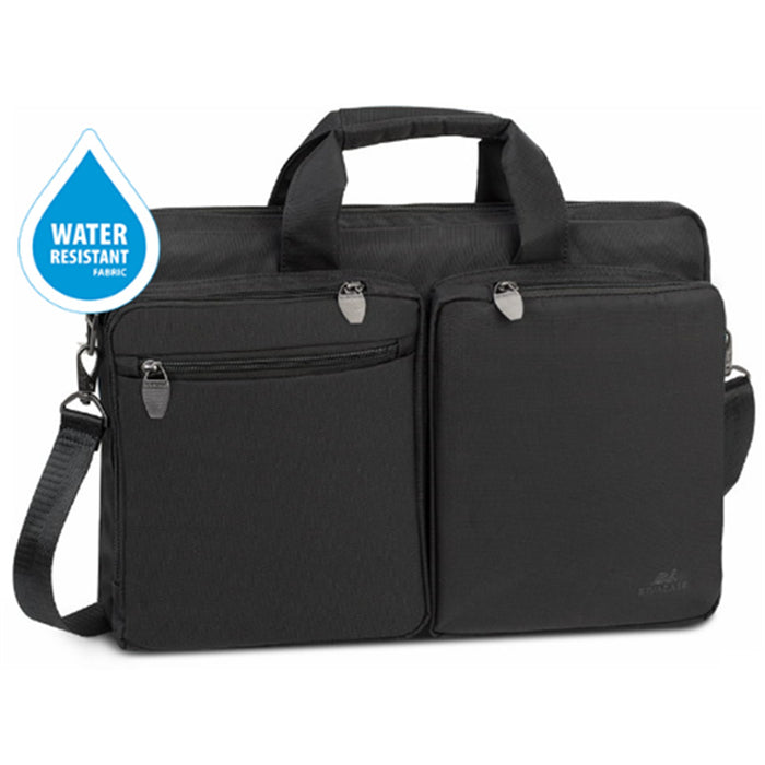 Rivacase Tiergarten Carry Bag for 15.6"-16" Laptops - Black with Water-Resistant Fabric