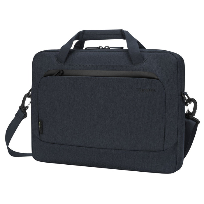 Targus Cypress EcoSmart Slimcase Briefcase for 13.3"-14" Laptops - Navy Woven Fabric - Handle - Trolley Strap - Shoulder Strap