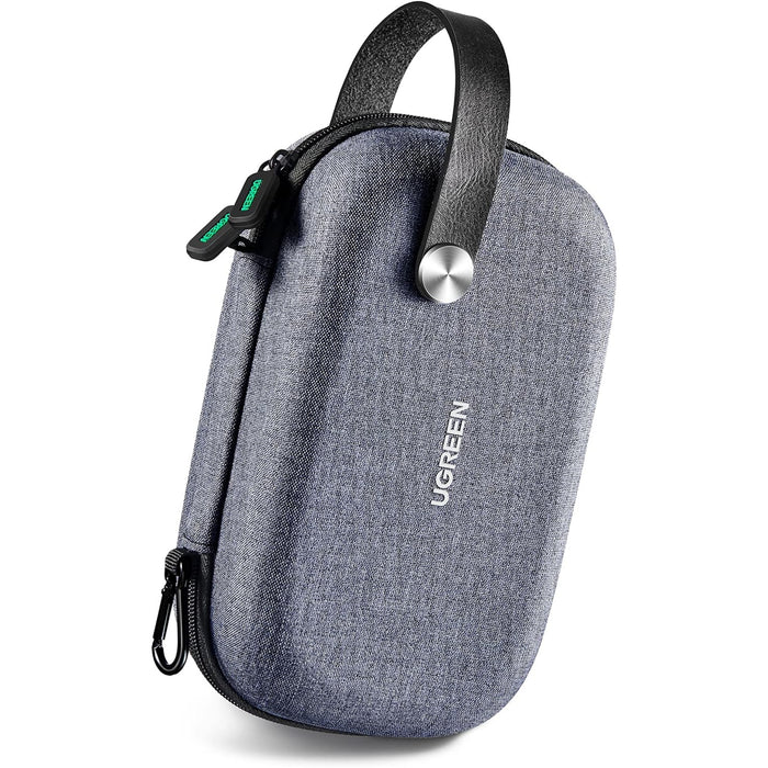 UGREEN Travel Gadget Case Bag - Electronics Accessories Organiser Travel Carry Hard Case - Double Layer - Double Zipper - Snap Hook - Carrying Strap Grey