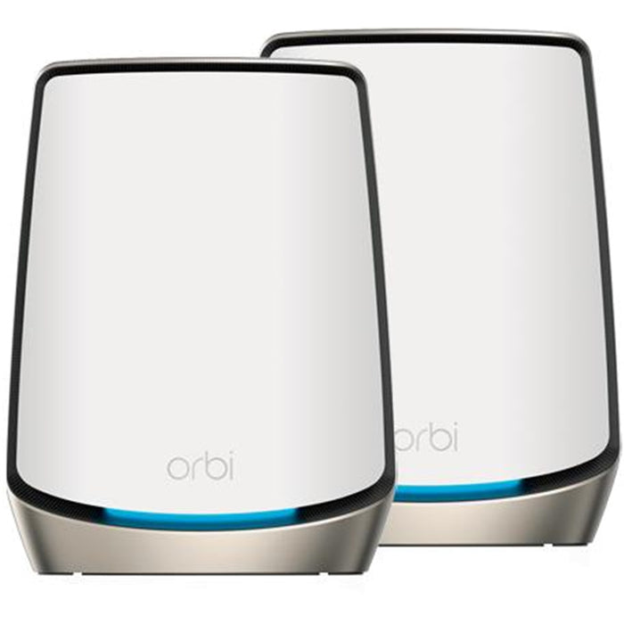 NETGEAR Orbi RBK862S (AX6000) Tri-Band WiFi 6 Mesh System - White - 2 Pack Router: 1 x 10G WAN and 4 x 1G LAN Ports - Satellite: 4 x 1G LAN Ports