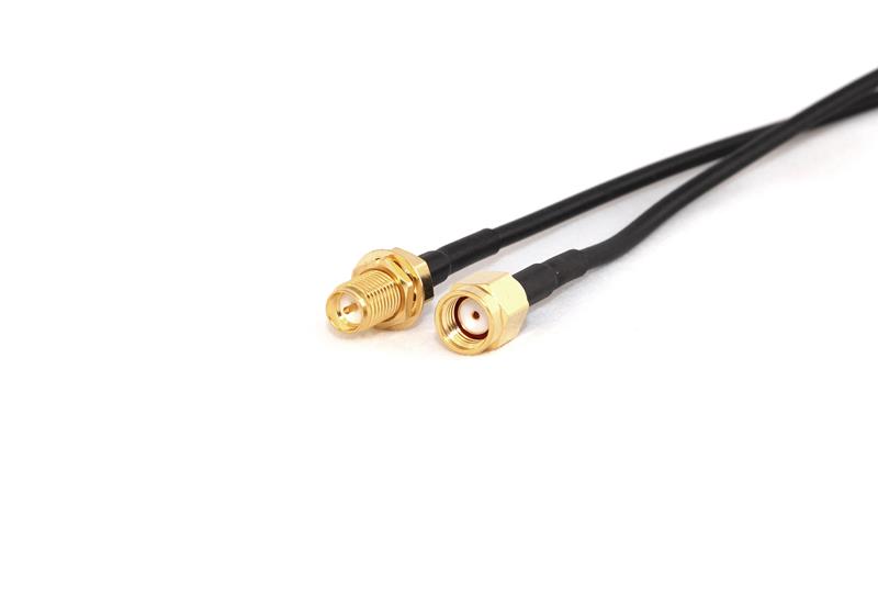 RP-SMA Male to RP-SMA Female Bulkhead 20cm 50 Ohm Coax Pigtail