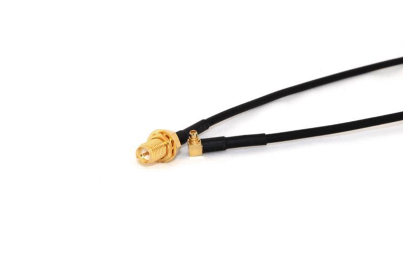 RP-SMA Female Bulkhead to MMCX Right Angle 20cm LLC100 50 Ohm Coax Pigtail