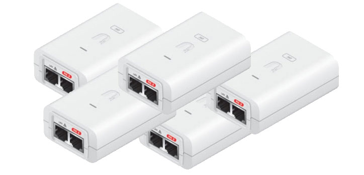 Ubiquiti 24v 1A Gigabit Power Over Ethernet Supply White 5-pack