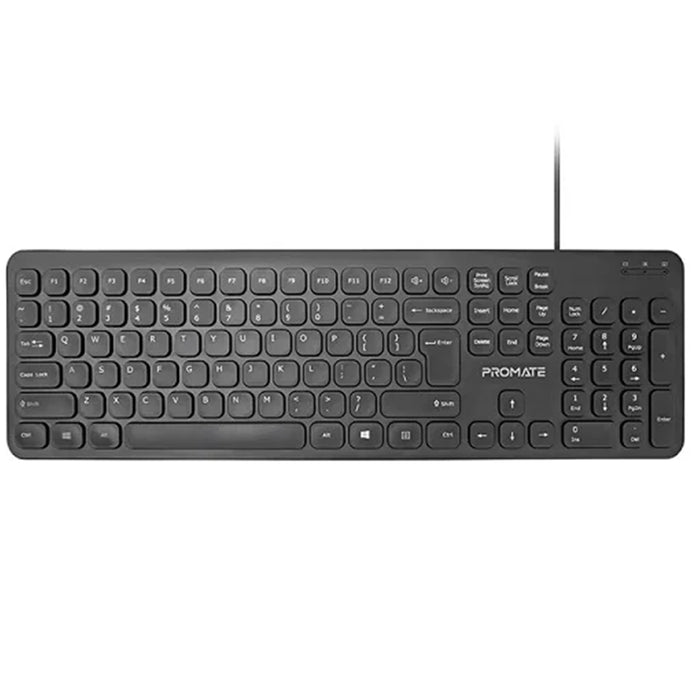 Promate EASYKEY-4 Ultra-Slim Wired Keyboard with Angled Kickstand. Dedicated Volume Controls. Low Profilewith with Concave Keys. Plug and Play Compatiable with Windows and Mac