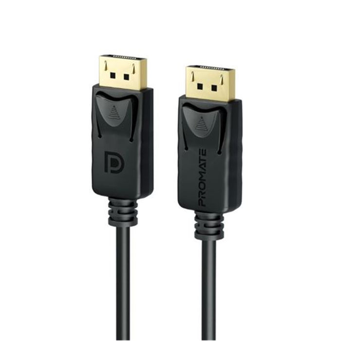 Promate DPLINK-200 2m 1.4 DisplayPort Cable. Supports HD up to 8K 60Hz. Supports 32.4Gbps Data TransferSpeeds. Built-in Secure Clip Lock. Supports Dynamic HDR & 3D Video. Black Colour.