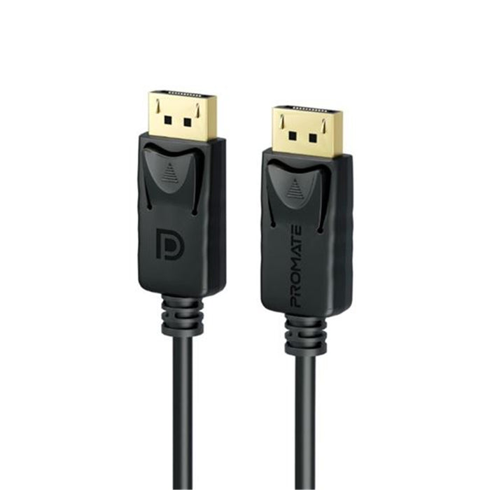 Promate DPLINK-300 3m 1.4 DisplayPort Cable. Supports HD up to 8K 60Hz. Supports 32.4Gbps Data TransferSpeeds. Built-in Secure Clip Lock. Supports Dynamic HDR & 3D Video. Black Colour.