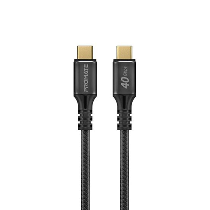 Promate POWERBOLT240-1M 1M USB-C to USB-C Cable. Supports Thunderbolt 3 240W Super Speed Fast Charging 40GbpsData & 8K 60Hz Res. Nylon Braided. Protects Against Over Charging. Black Colour.