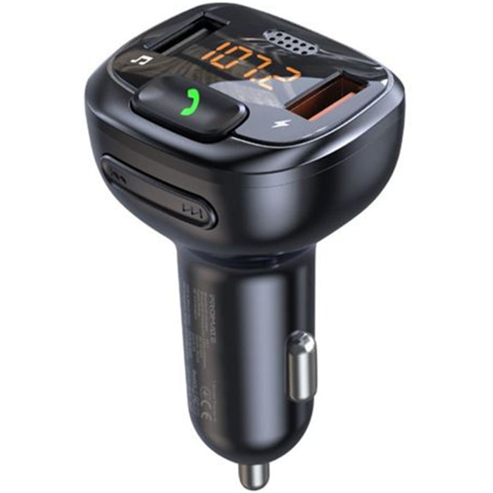 Promate SMARTUNE-4 Wireless In-Car FM Transmitter with Handsfree & QC3.0 - Bult-in Mic Bluetooth SD CardSlot Frequency Range 87.5-108MHz Output 5V/2.4A - Black Colour