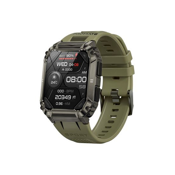 Promate XWATCH S19 IP67 Shock-Resist Smart Watch Green with Fitness Tracker & Bluetooth Calling. Large 1.95" Display. Up to 12 Days Battery Life. Heart Rate/Step/Sleep Tracker