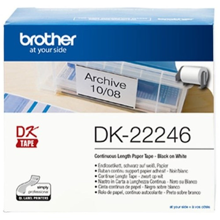 Brother Genuine DK-22246 Continuous Paper Label Roll Black on White 103mm wide 30.48m long for QL1100QL1110NWBQL-1050QL1050N QL-1060N
