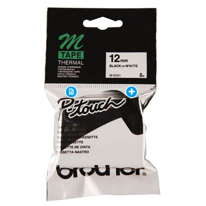 Brother Genuine MK231 Labelling Tape 12mm wide8m long for PTM95 PT55 PT65 PT85 PT90 PT100