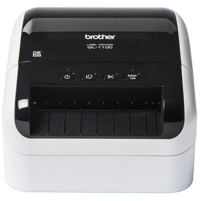 Brother QL-1100 Direct Thermal Monochrome Label Printer Desktop - Label Maker Max label width 103.6mm - Max Print Width 101.6mm - 110mm/s Print Speed - Mono - 300 dpi - USB - Label - Die-cut Label