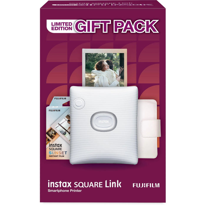 FujiFilm 25509 Instax Square Link - White Smartphone Printer Limited Gift Pack Compact and Lightweight - Various Creative Printing Modes - Print a QR Codes on Your Images