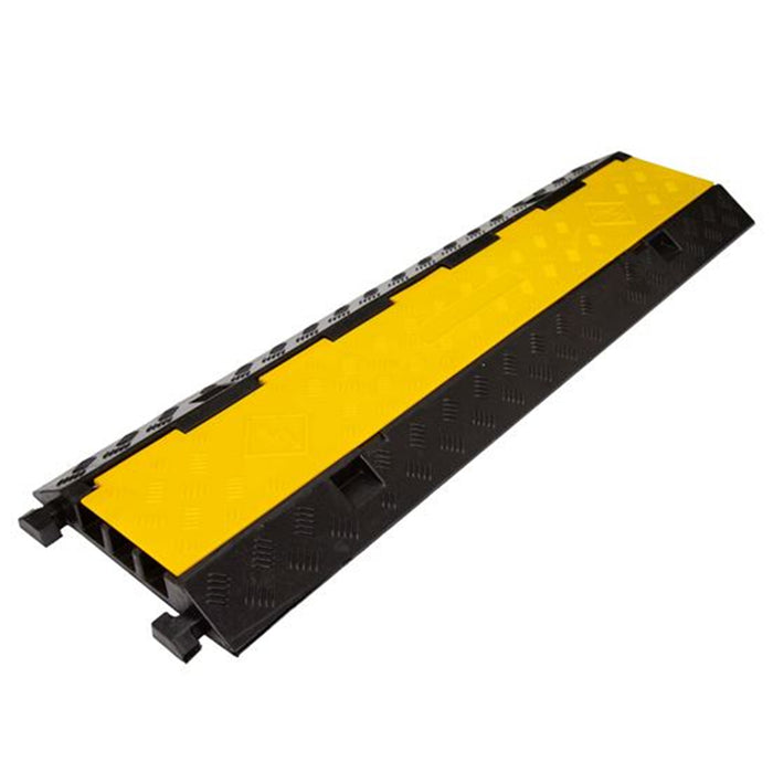 Dynamix FCP-3CH-1000 3-Channel Floor Cable       Protector Heavy Duty withInstallationLid.Outer Dims 1000 x 300 x 50mm (LxWxH) Channel Dims 30 x 35mm Weight 8.5Kg Max load 10 Tons