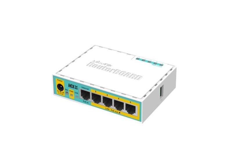 MikroTik RouterBoard hEX PoE Lite 5x10/100Mbps, 650MHz CPU, USB, PoE Output (RB750UPr2)