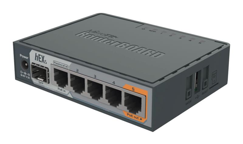 MikroTik hEX S 5x Gigabit Ethernet, SFP, Dual Core 880MHz CPU, 256MB RAM Router