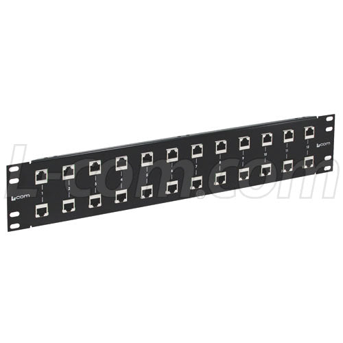 L-com 19inch Rack Mount 12-Port RJ45 10/100/1000 Base-T CAT6 Lightning Surge Protector