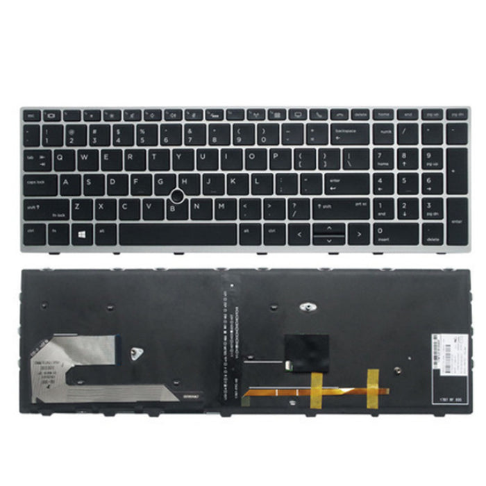 HP Elitebook 755 G5 850 G5 850 G6 ZBook 15u G5 US Backlit Keyboard with Pointer (with Sliver Frame) PN: L14366-001 L11999-001 L17970-001 L17971-001