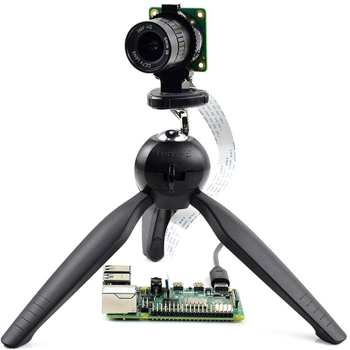 Raspberry Pi 360° Rotation Portable & Mini Tripod for Raspberry Pi HQ Camera (SEVRBP0263) or Mobile Phone (55-80 mm Width) /w Phone Clamp