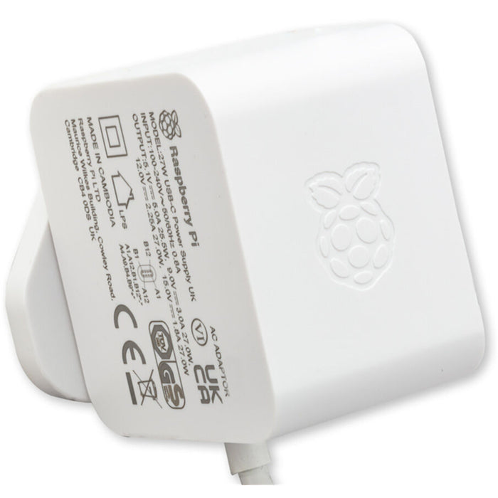 Raspberry Pi Official 27W Power Supply White AU Plug AC Adapter with USB-C Type-C 5.1V 5A Max 27W Type C Connector Power Supply for Raspberry Pi 5