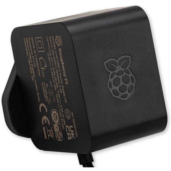Raspberry Pi Official 27W Power Supply Black AU Plug AC Adapter with USB-C Type-C 5.1V 5A Max 27W Type C Connector Power Supply for Raspberry Pi 5