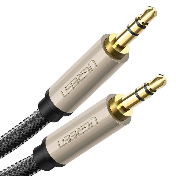 UGREEN 40781 3.5mm Mini Plug TRS Male to Male Silver-Plated Stereo AUX Cable Car AUX In Cable 2M Supports Devices like Headphone Headset Upgrade Audio Cable Car Soundbox Speakers Phone Laptop Ipad etc.