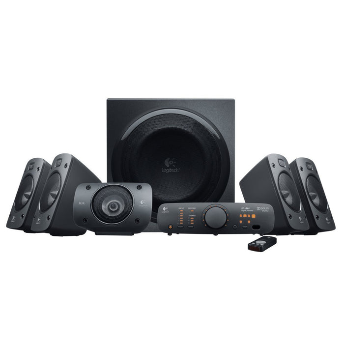 Logitech Z906 5.1 Surround Speaker System THX-Certified - 500W (RMS) - Digital Decoding - Digital & Analog Inputs - Easy-to-Read Control Console - Wireless Remote - Ported Side-Firing Subwoofer - Wall-Mountable Satellites