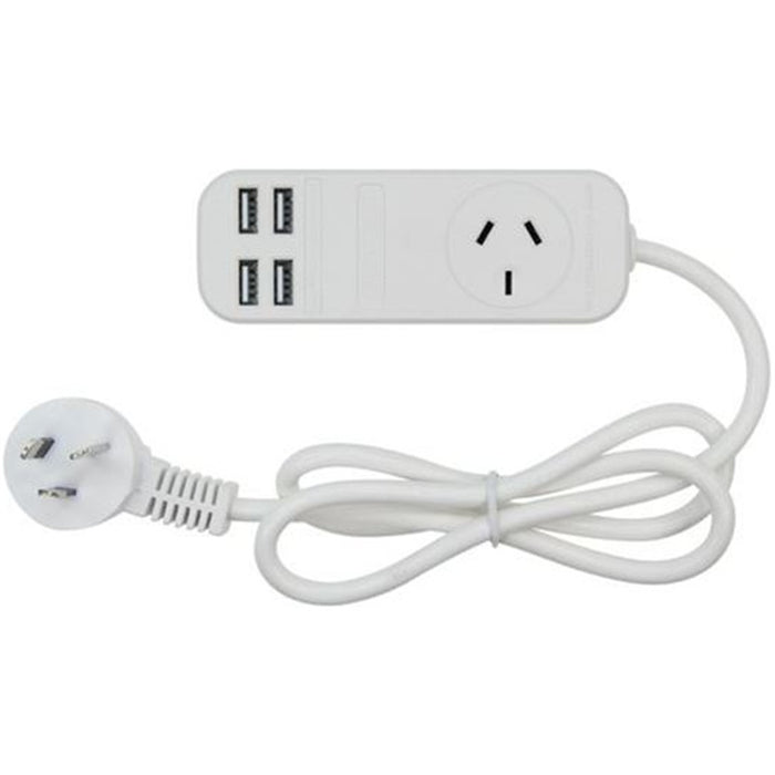 Jackson PT3USB3A Single Outlet Powerboard with 4x USB Ports 3.4A - 0.9m lead