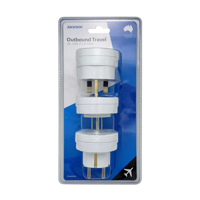 Jackson PTA6663M Outbound Slim Travel Adapter Pack - US / UK / Europe 3 Outbound Adaptors