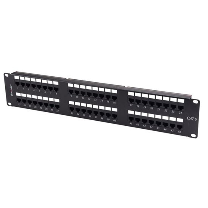 Dynamix PP-C6-48 48 Port 19'' Cat6 UTP Patch Panel T568A & T568B Wiring. 2RU. 110x Terminations