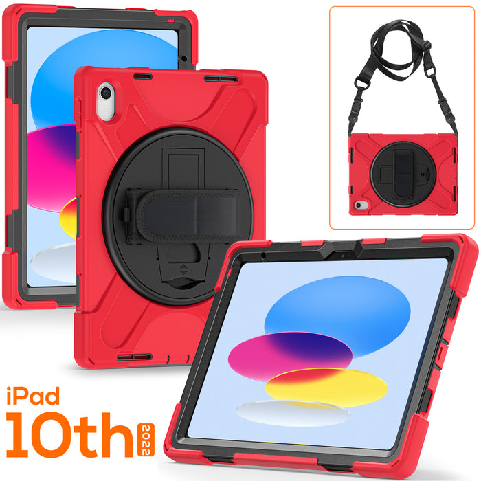 NZSTEM For iPad 10.9 Red Tough Cover Shock Proof Case Fit 10th 2022 Shock Proof Tough Case Cover Protector with Stylus / Pencil Holder Designed by NZSTEM