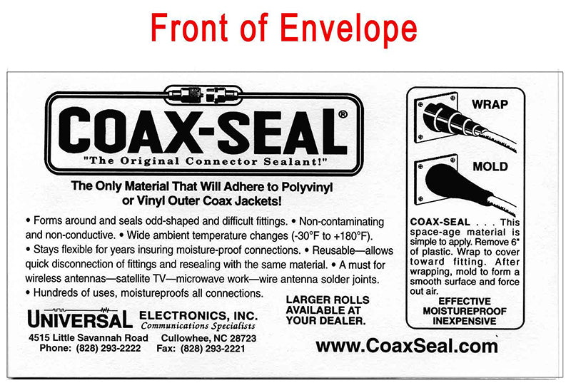 Coax-Seal Hand Moldable Plastic Weatherproofing 25cm strip  with instructions