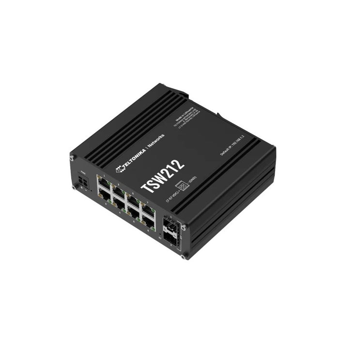 Teltonika TSW212 DIN Rail Mountable Managed Switch with 8 x 1Gbps ETH-ports and 2 x SFP