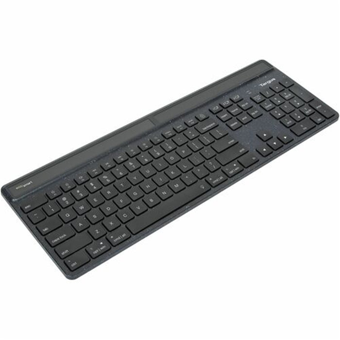 Targus Sustainable Energy Harvesting EcoSmart Keyboard - Black Wireless Connectivity - Bluetooth - Notebook/Tablet - PC / Mac