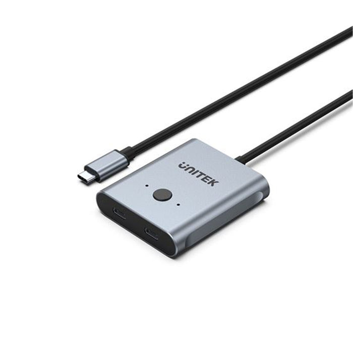 Unitek D1078A USB-C Bi-directional Switch. Supports up to 4K 144Hz. Supports up to 10Gbps Data Transfer &PD100W. Aluminium Housing with LED Indicator. Plug & Play. Space Grey.