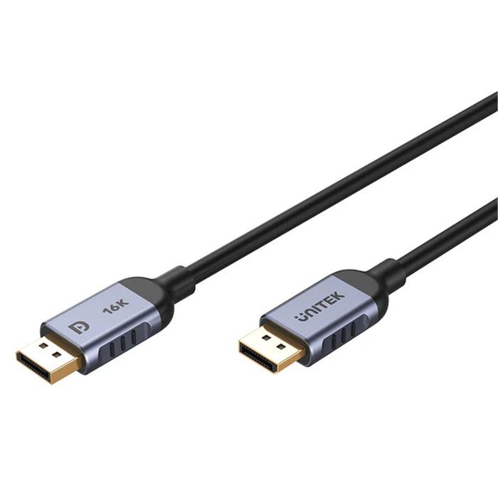 Unitek C1626GY-1M DisplayPort V2.1 Cable 1m - Aluminium Alloy/ Space Grey. Supports 16K 60Hz 8K 120Hz & 4K 240Hz.