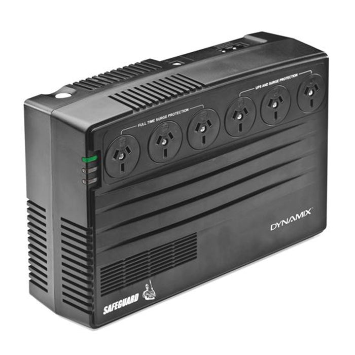Dynamix UPSG750 SafeGuard 750VA (450W) Line Interactive UPS3xNZPowerSocketswithSurge+BatteryBackup3xNZ Power Sockets with Surge 936J Fax / Modem / LAN Protection Ports Netguard Software 2 Year Warranty.