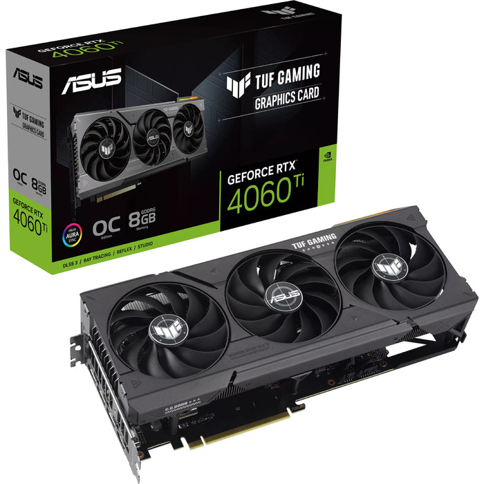 ASUS TUF NVIDIA GeForce RTX 4060 Ti OC Gaming 8GB GDDR6 Graphics Card 3.12 Slot - 1x 8 Pin Power - Minimum 650W PSU