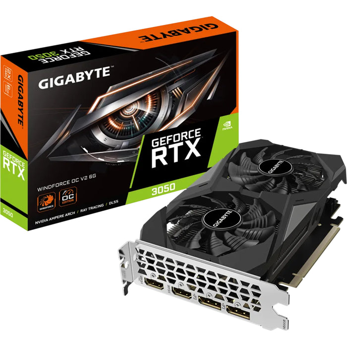 Gigabyte NVIDIA GeForce RTX 3050 WINDFORCE OC V2 6GB GDDR6 Graphics Card 2 slot 2x DisplayPort 2x HDMI Minimum 300W PSU