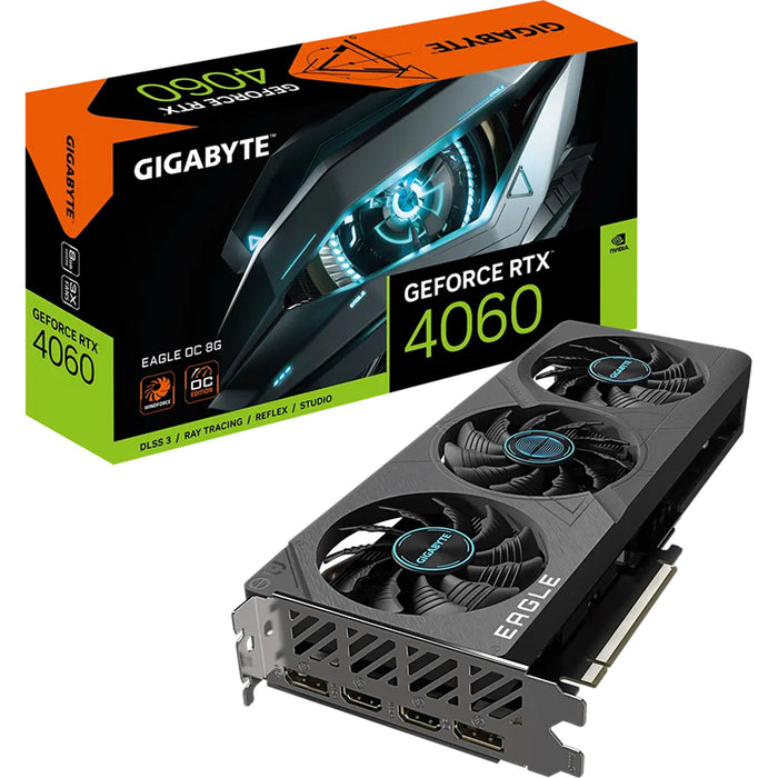 Gigabyte NVIDIA GeForce RTX 4060 EAGLE OC 8GB GDDR6 Graphics Card 2.2 Slot - 1x 8 Pin Power - Minimum 450W PSU