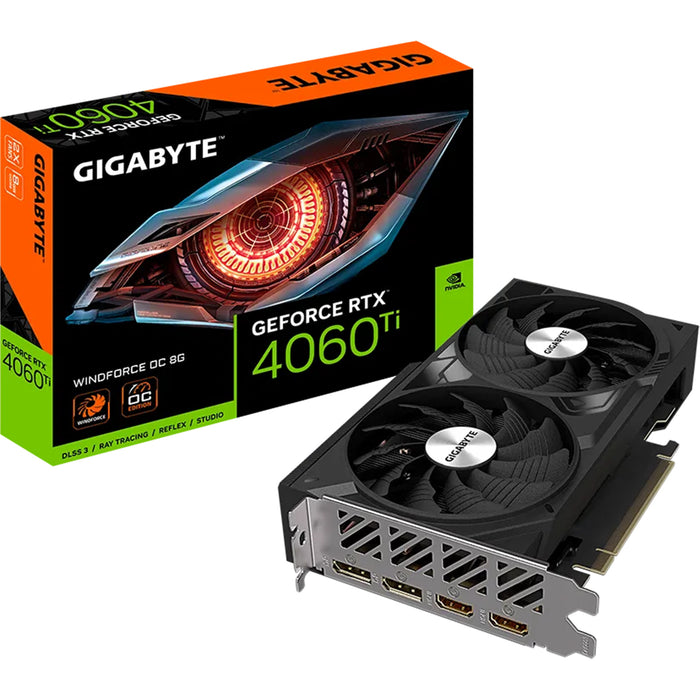 Gigabyte NVIDIA GeForce RTX 4060 Ti WINDFORCE OC 8GB GDDR6 Graphics Card 2.2 Slot - 1x 8 Pin Power - Minimum 500W PSU