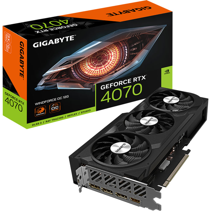 Gigabyte NVIDIA GeForce RTX 4070 WindForce OC 12GB GDDR6X Graphics Card 2.5 Slot - 1x 8 Pin Power - Minimum 650W PSU