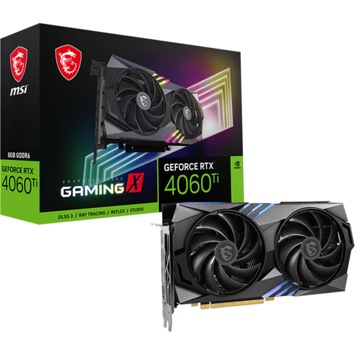 MSI NVIDIA GeForce RTX 4060 Ti GAMING X 8GB GDDR6 Graphics Card 2.2 Slot - 1x 8 Pin Power - Minimum 550W PSU