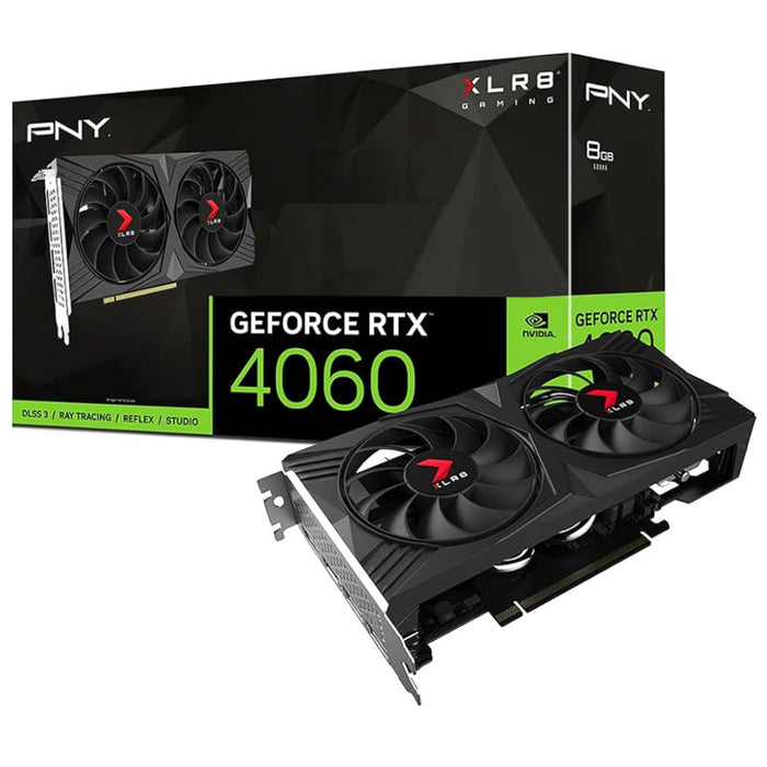 PNY NVIDIA GeForce RTX 4060 8GB GDDR6 Dual Fan Graphics Card Dual Slot - 1x 8 Pin Power - Minimum 550W PSU