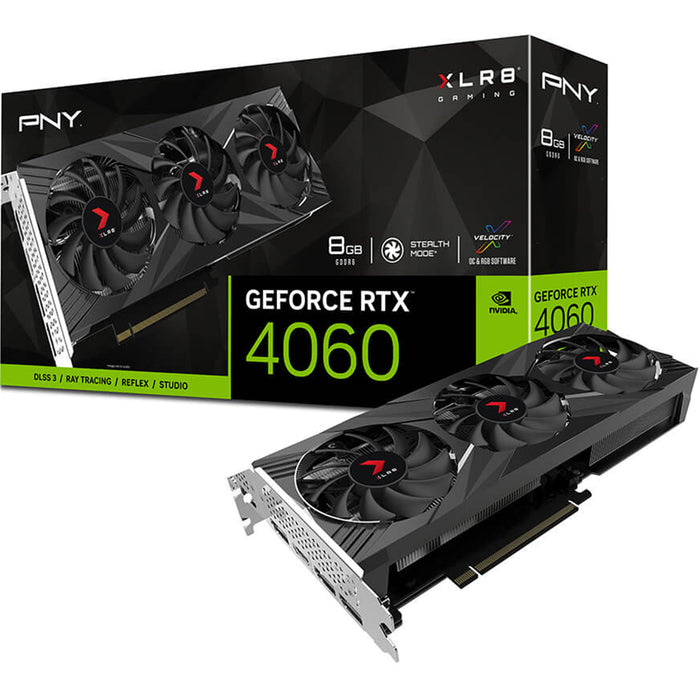 PNY NVIDIA GeForce RTX 4060 8GB XLR8 Gaming VERTO EPIC-X Graphics Card Dual Slot - 1x 8 Pin Power - Minimum 550W PSU