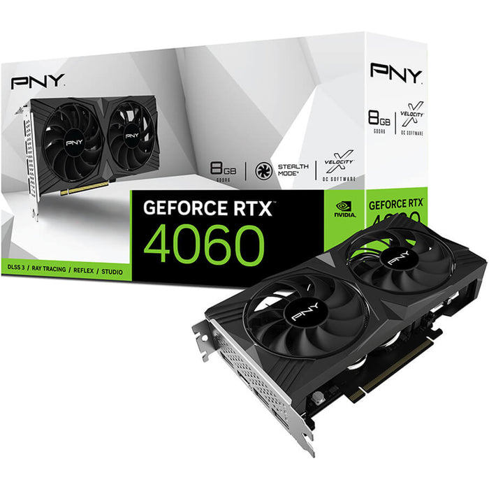 PNY NVIDIA GeForce RTX 4060 8GB GDDR6 VERTO Dual Fan GPU Graphics Card Dual Slot - 1x 8 Pin Power - Minimum 550W PSU