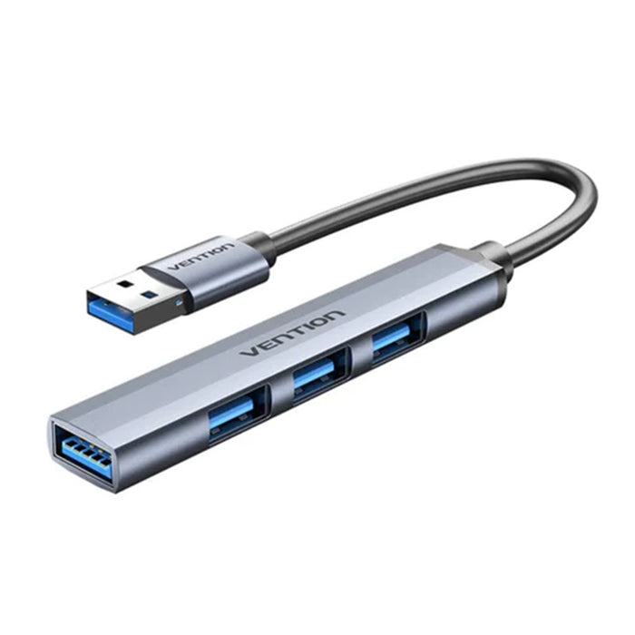 Vention 4-in-1 USB 3.0 Mini Hub - Gray Metal Type USB 3.0 to USB 3.0 / USB 2.0 x3 - 0.15m