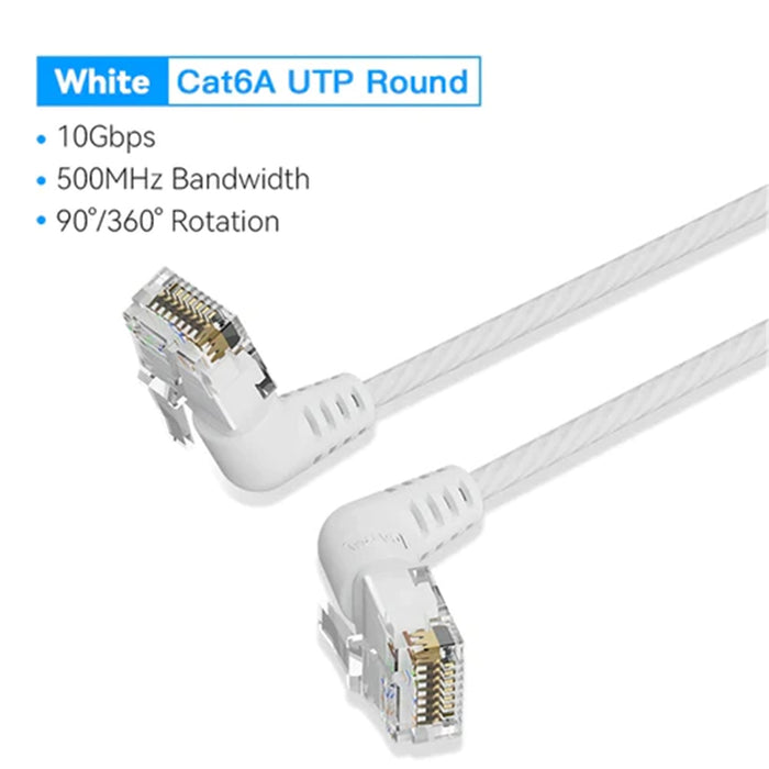 Vention IBOWG  Cat6A UTP Rotate Right Angle Ethernet Patch Cable 1.5M White Slim Type